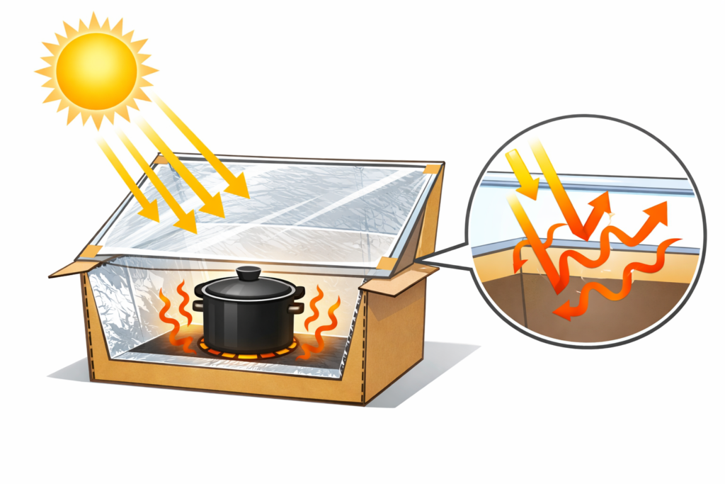 positioning a solar cooker under direct sunlight