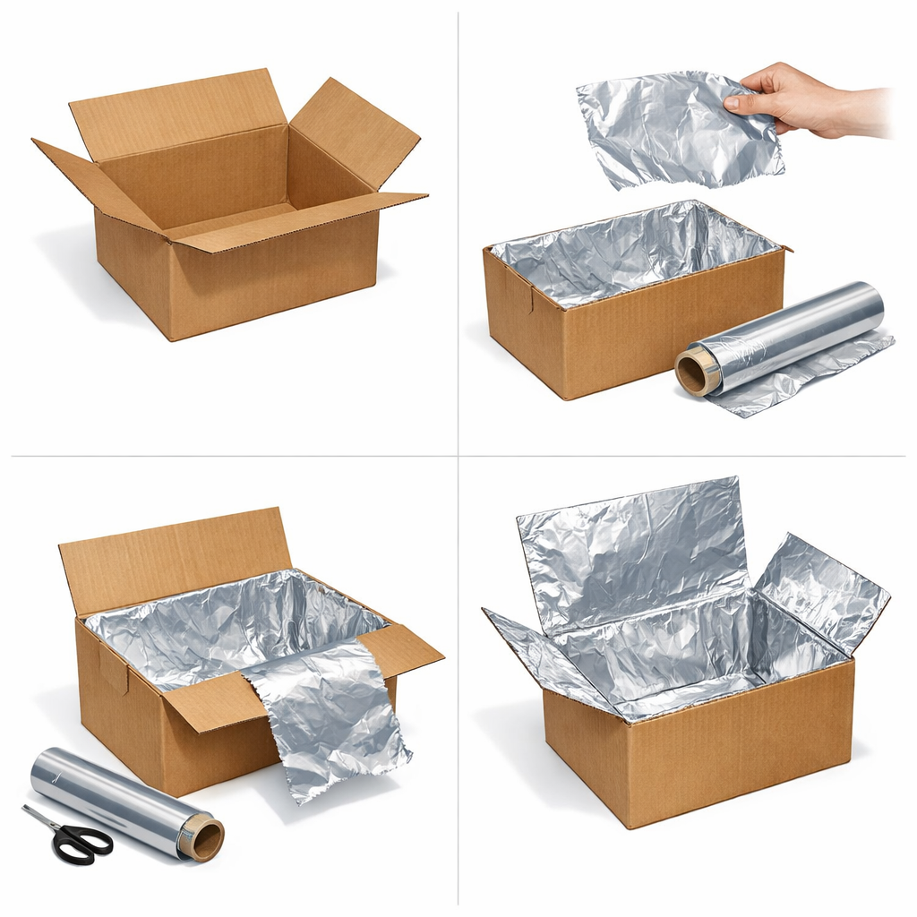 aluminum foil lining inside solar cooker box