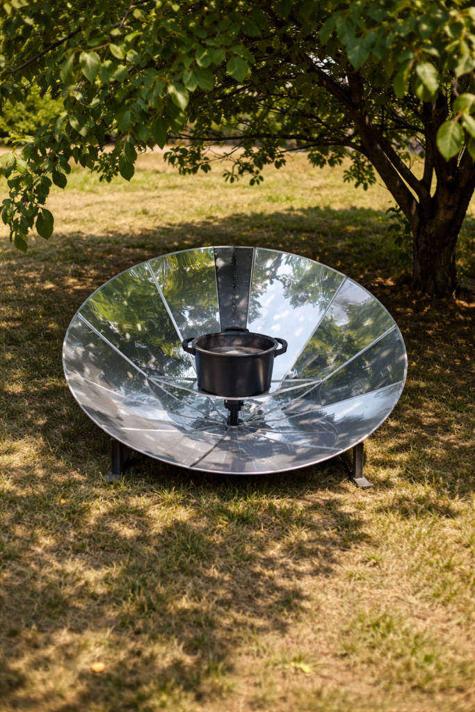 solar cooker positioned incorrectly in partial shade