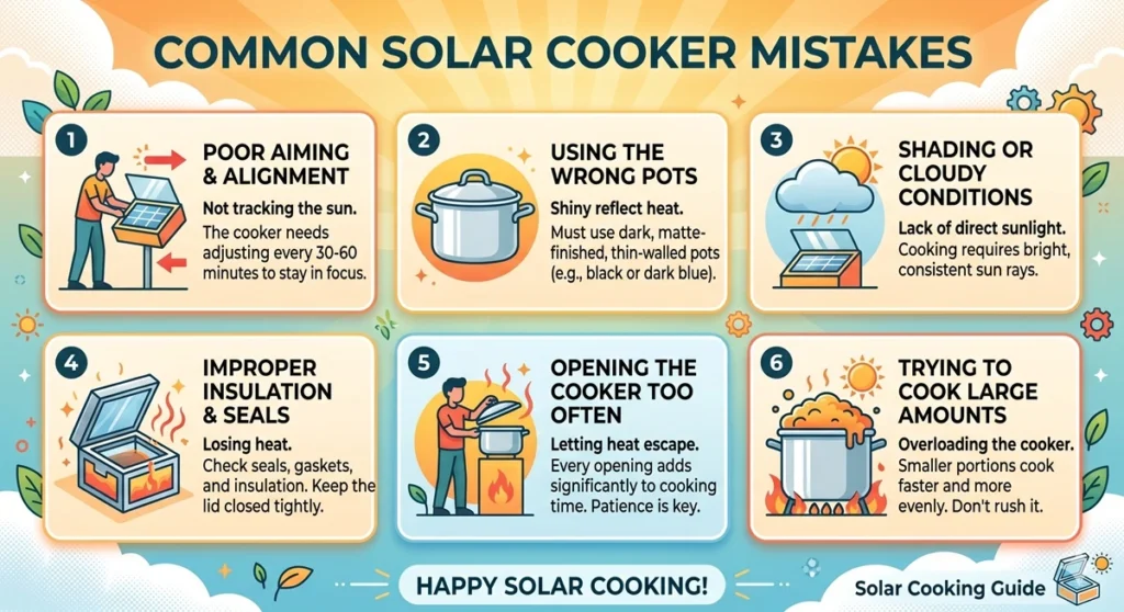 Common Solar Cooker Mistakes chart