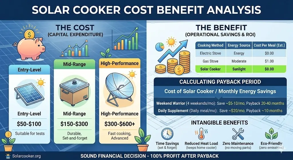 solar cooker cost benefit analysis chart