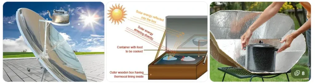 solar cooker positioned correctly facing sunlight for maximum efficiency