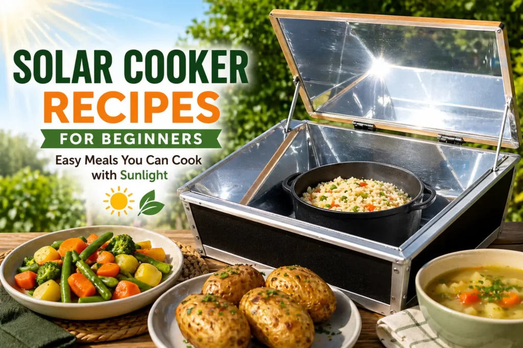 solar cooker recipes for beginners cooking rice and vegetables using sunlight