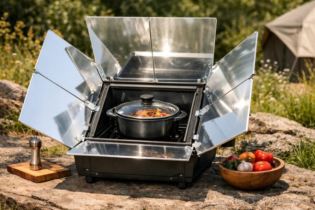 solar cooker outdoor cooking using sunlight